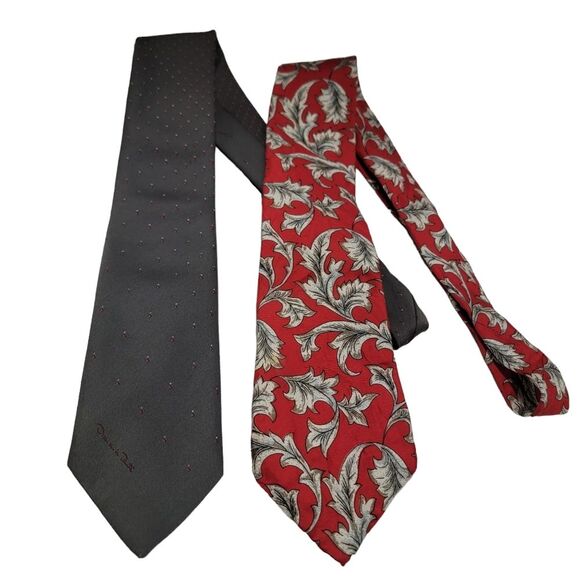 OSCAR DE LA RENTA Pattern Ties Lot of 2 - Picture 1 of 5